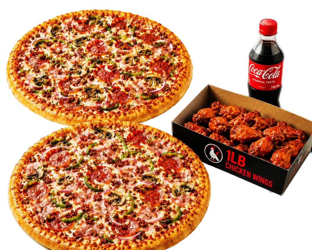 Double Pizza & Wings Combo